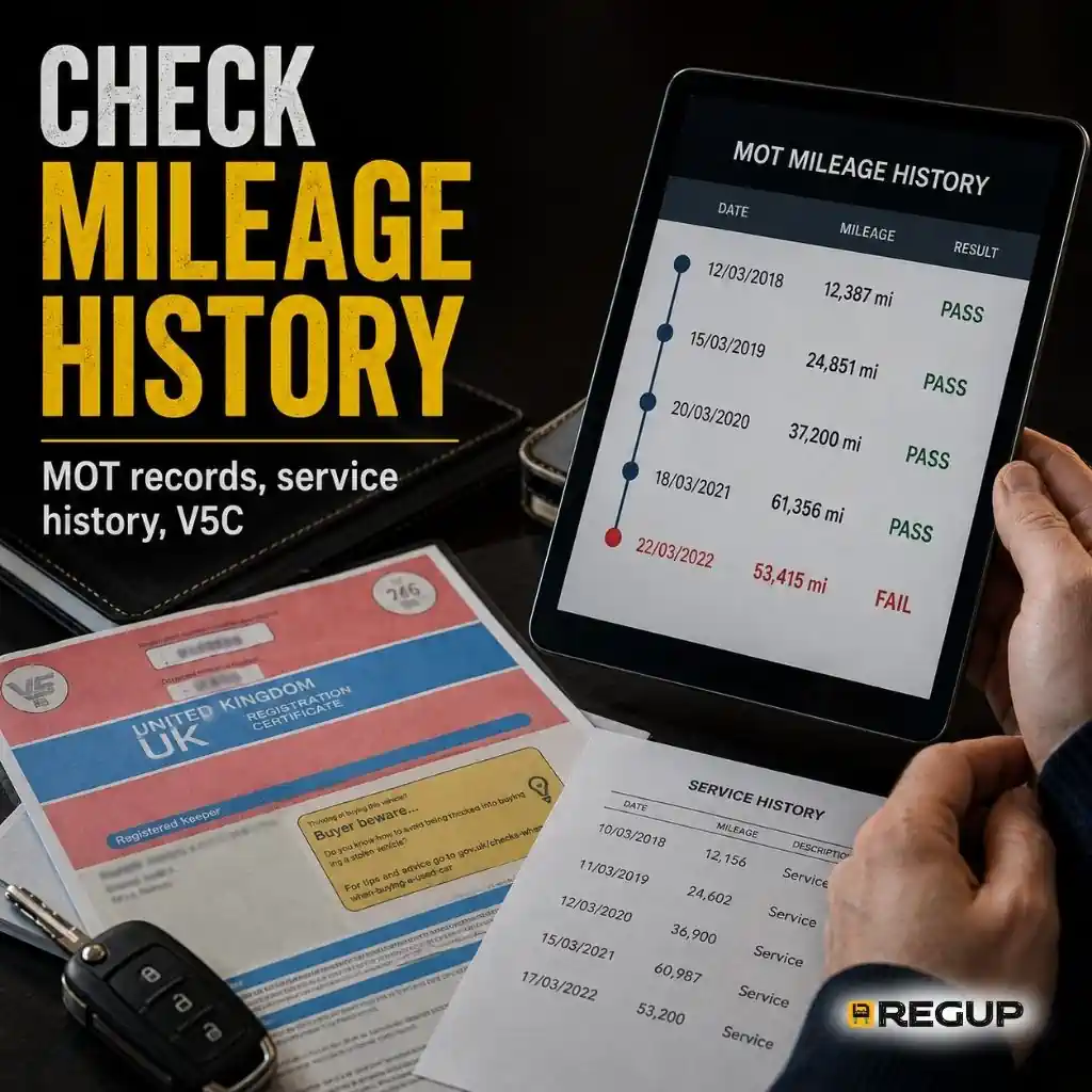 3. Checking MOT mileage history, service records and vehicle documents before buying a used car
