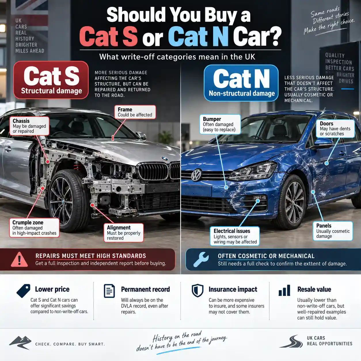 Cat S vs Cat N car write-off categories explained in the UK