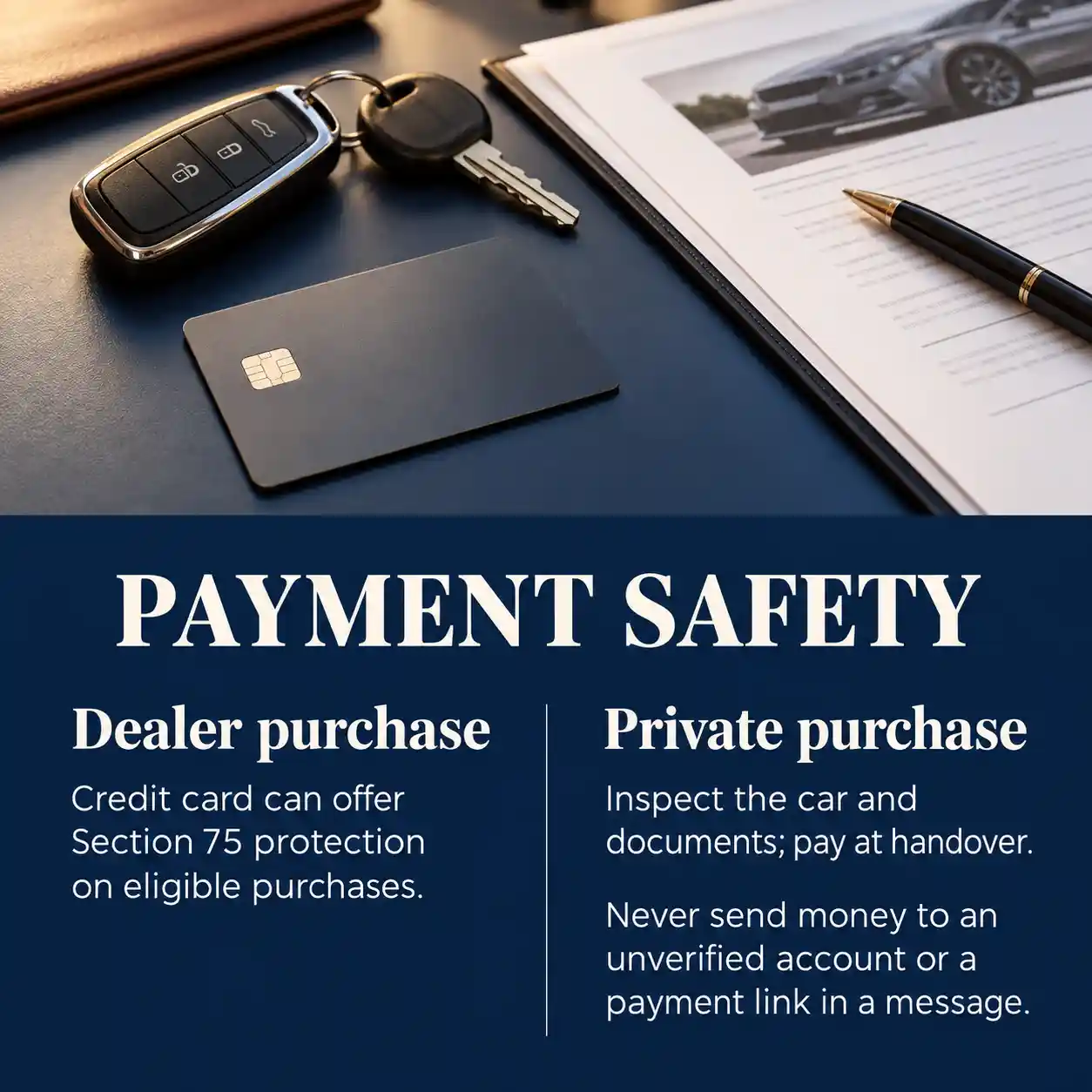 Payment safety tips for buying a car online from a dealer or private seller