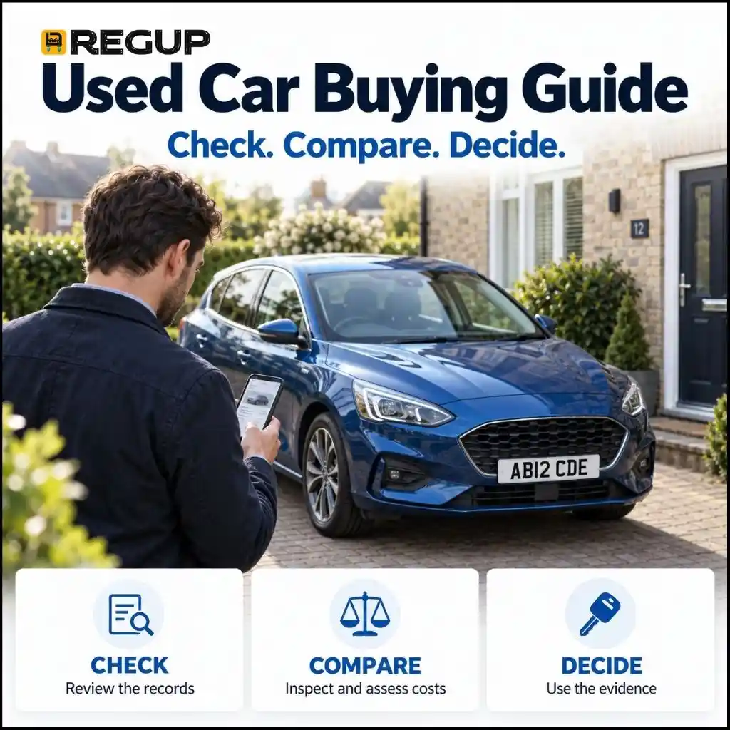 Used car budget checklist covering purchase price, vehicle tax, insurance, fuel, servicing and a repair fund.