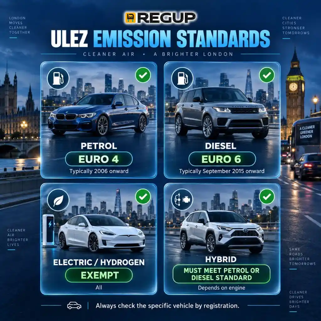 ULEZ emission standards for petrol, diesel, electric and hybrid vehicles in London